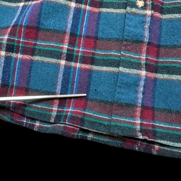 Vintage 70s 80s Pendleton Purple Blue Plaid Wool Flannel Button Down Shirt Sz M - Picture 6 of 8